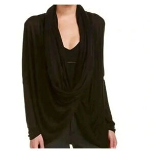 Alice + Olivia Air Black Knit Waterfall Wrap Cardigan sweater Size Small